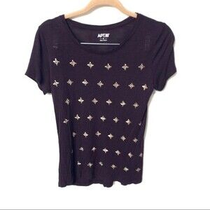 Apt.9 shirt women purple embellished short sleeve top size small